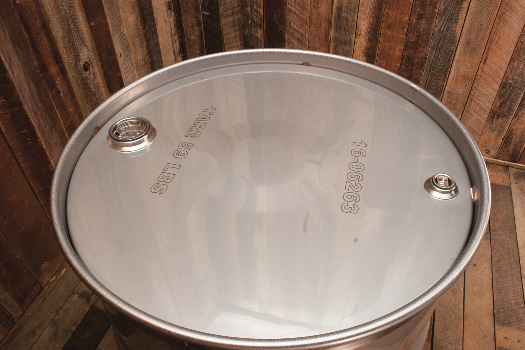 55 Gallon Tight Head Stainless Steel Drum, UN Rated, 2 & 3/4 Fittings (18  gauge)